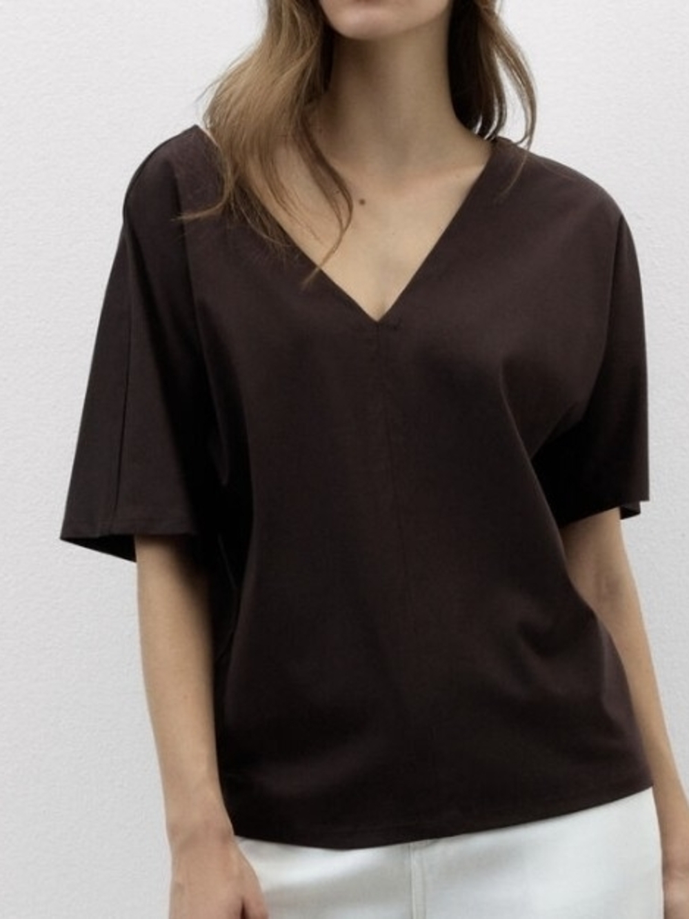 intimissimi Chocolate Brown V-Neck Short Sleeve Tee